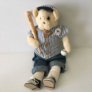 Thread Bears Plush Bear Ruth  Old Time Uniform  with Bat and Ball First Edition